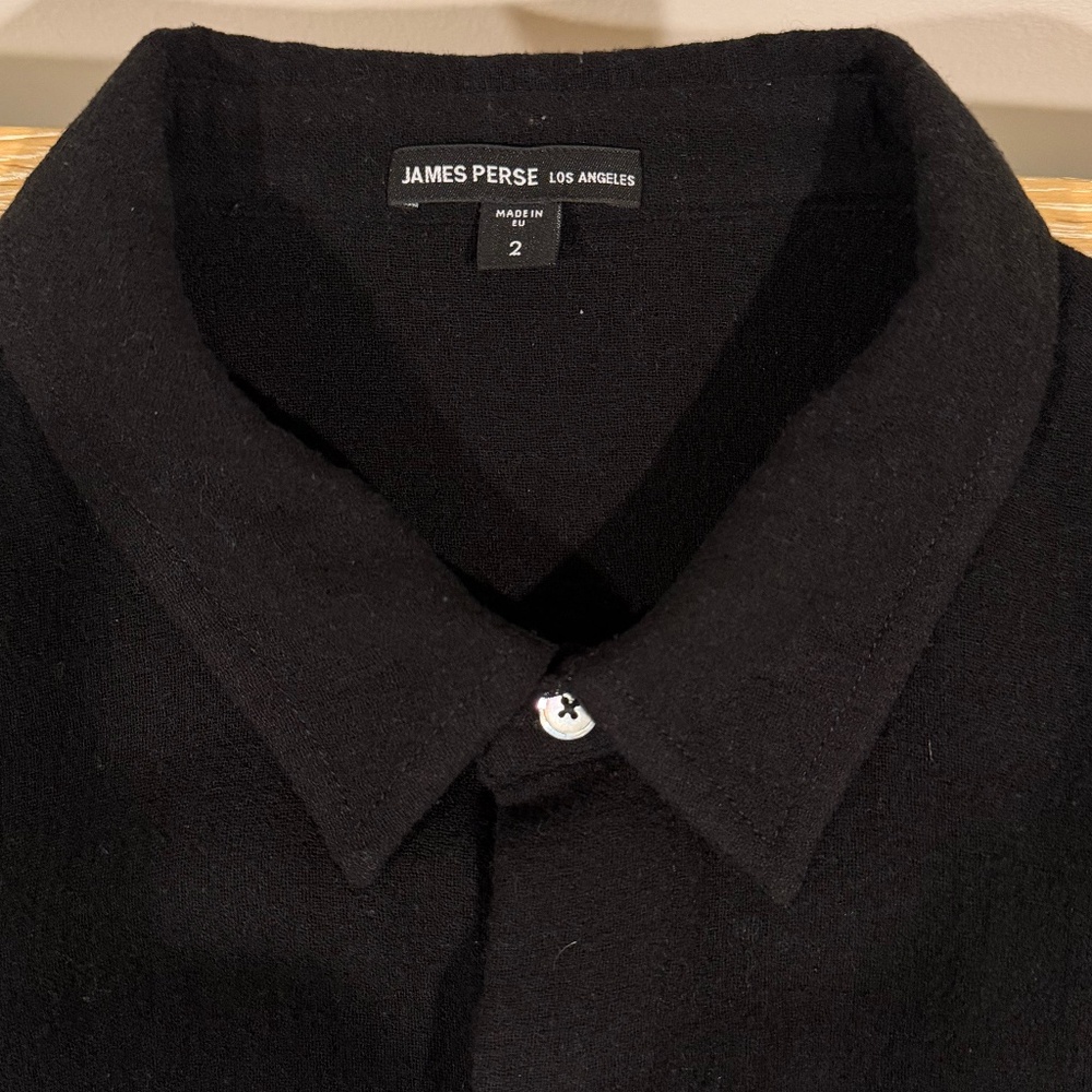 James Perse Mens Shirt Black Long Sleeve Button Down Size 2 / Medium